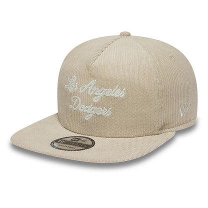 Pictured is this MLB Script Cord LA Dodgers 19TWENTY cap in light beige. 1