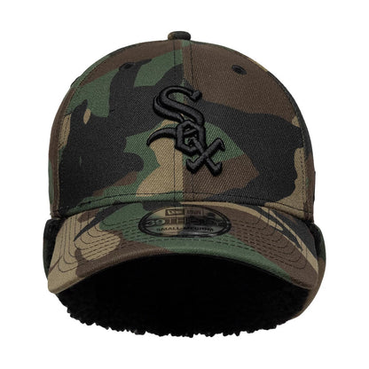 Pictured is this MLB Chicago White Sox 39THIRTY Downflap Stretch Fit cap in black. 5