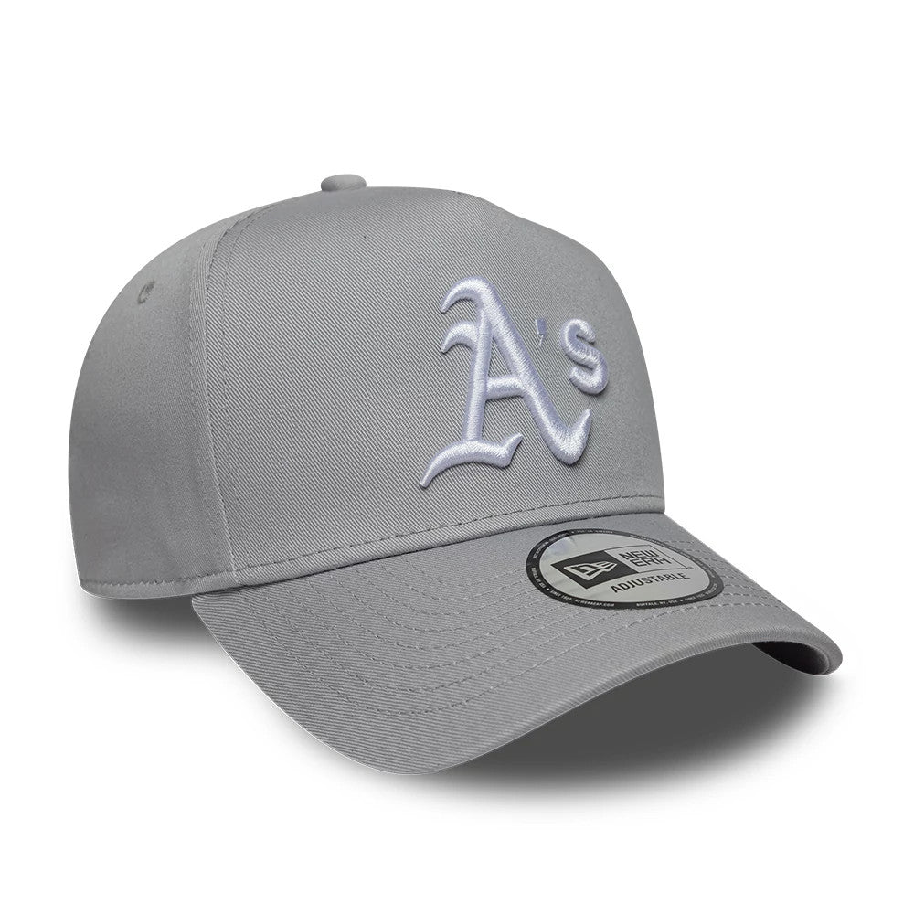 Pictured is this MLB League Essential Athletics 9FORTY E-Frame cap in grey. 3