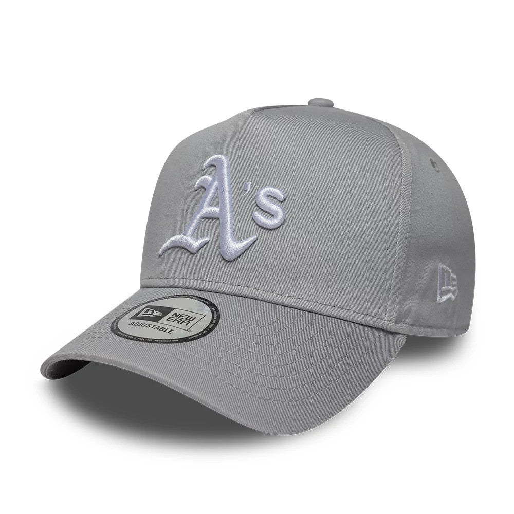 Pictured is this MLB League Essential Athletics 9FORTY E-Frame cap in grey. 1