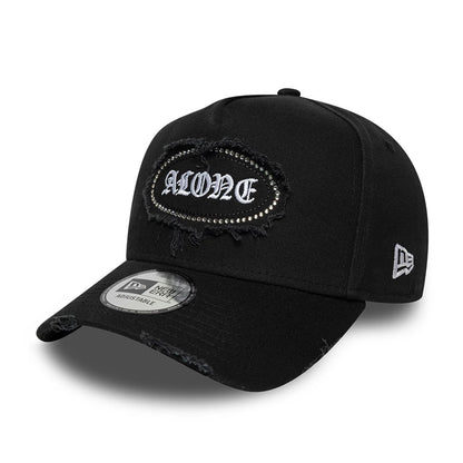 Pictured is this New Era Gem Distressed New Era 9FORTY E-Frame cap in black. 1