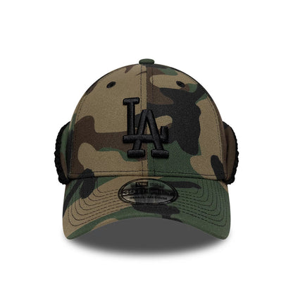 Pictured is this MLB LA Dodgers 39THIRTY Downflap Stretch Fit cap in black. 2
