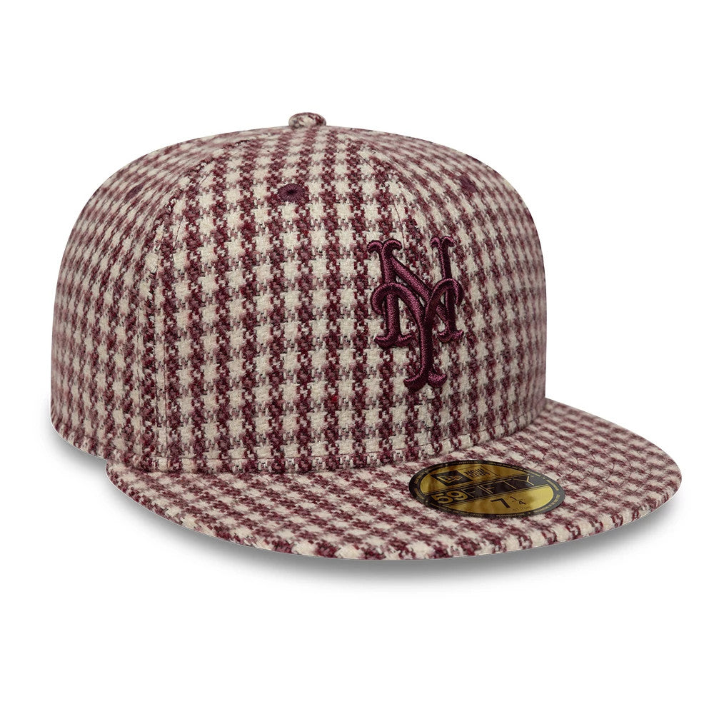 Pictured is this MLB Houndstooth New York Mets 59FIFTY Fitted cap in dark purple. 4