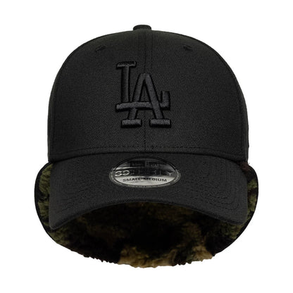 Pictured is this MLB LA Dodgers 39THIRTY Downflap Stretch Fit cap in black. 5