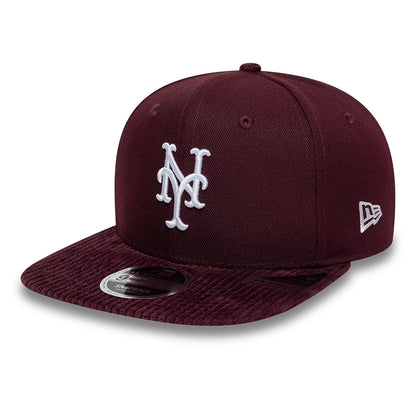 Pictured is this MLB Cord Visor New York Mets 9FIFTY Original Fit Snapback cap in dark purple. 1