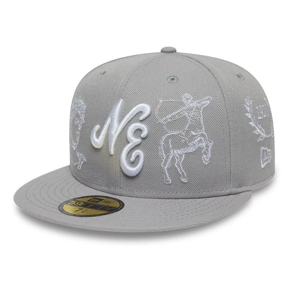 Pictured is this New Era Mythical 59FIFTY Fitted cap in grey. 1