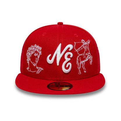 Pictured is this New Era Mythical 59FIFTY Fitted cap in red. 2