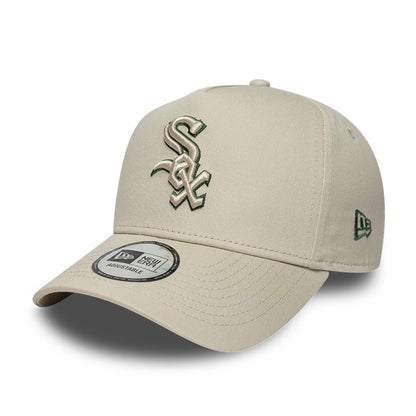 Pictured is this MLB Team Outline Chicago White Sox 9FORTY E-Frame cap in light beige. 1