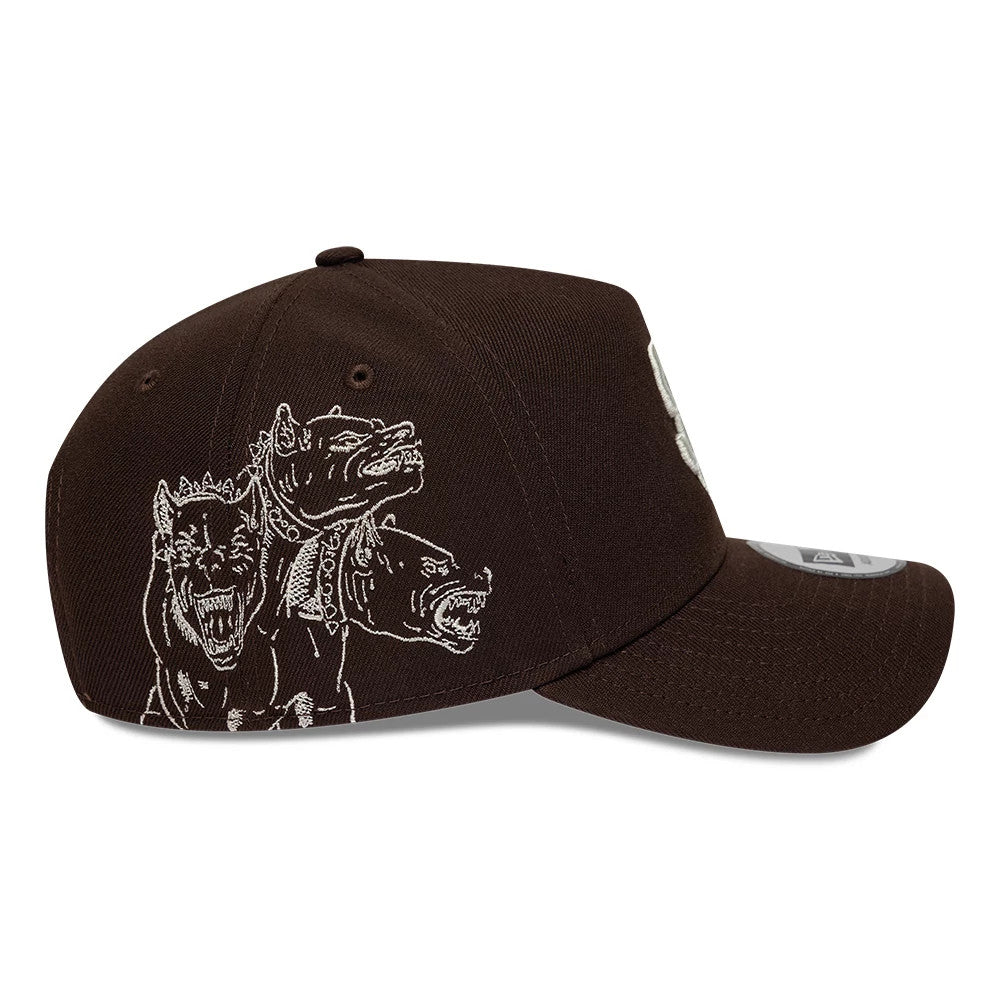 Pictured is this MLB Mythical Icon San Diego Padres 9FORTY E-Frame cap in dark brown. 2