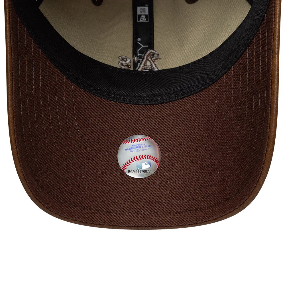 Pictured is this Womens MLB Washed PU Athletics 9TWENTY cap in brown. 5