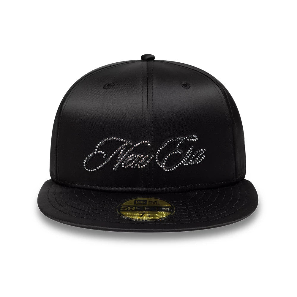Pictured is this New Era Satin Diamante New Era 59FIFTY Fitted cap in black. 2