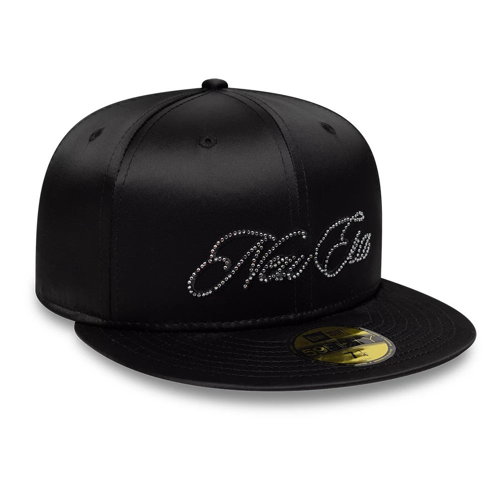 Pictured is this New Era Satin Diamante New Era 59FIFTY Fitted cap in black. 3