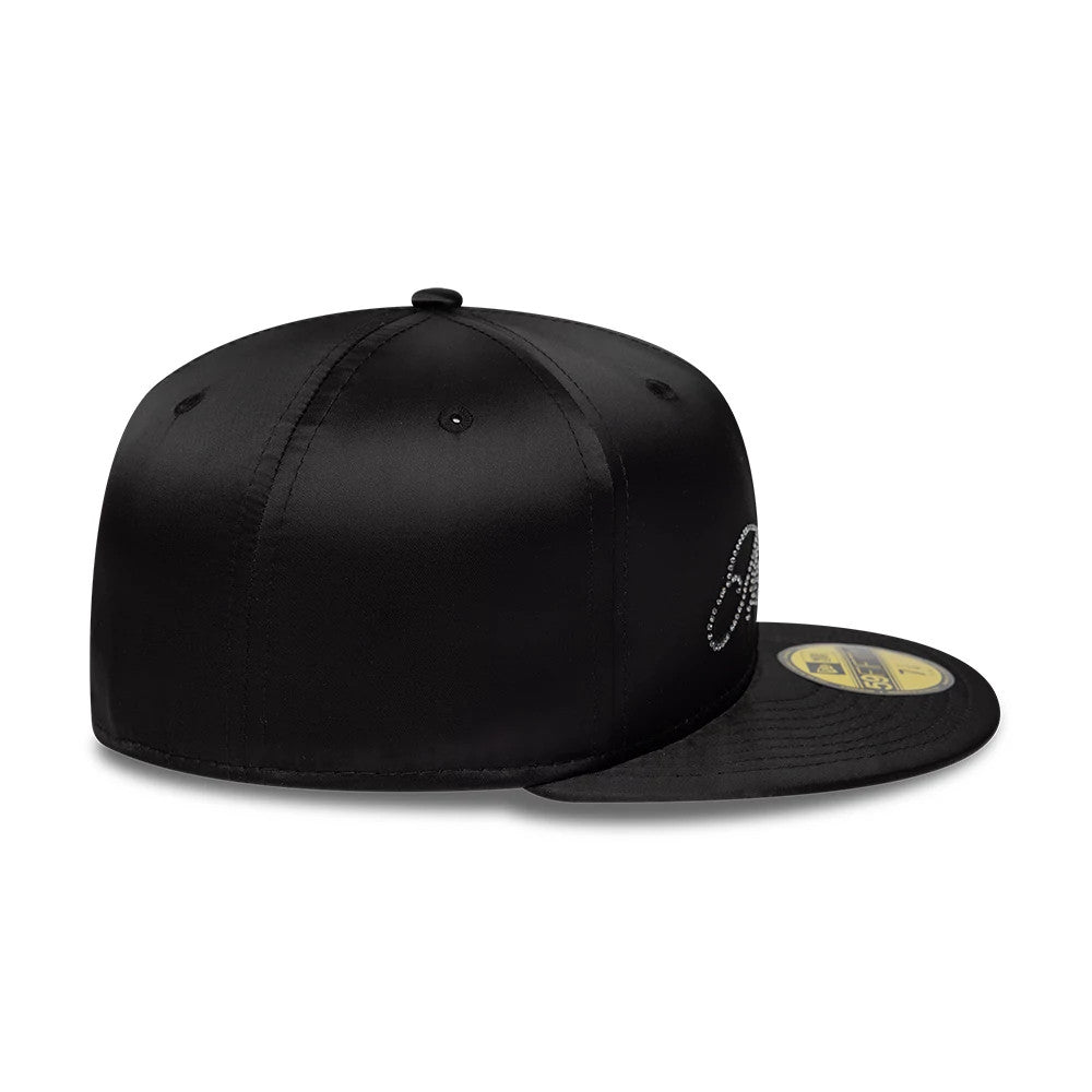 Pictured is this New Era Satin Diamante New Era 59FIFTY Fitted cap in black. 5