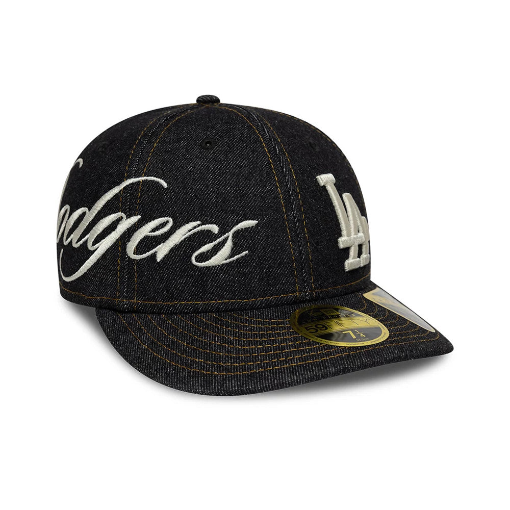 Pictured is this MLB Denim LA Dodgers Low Profile 59FIFTY Fitted cap in black. 6