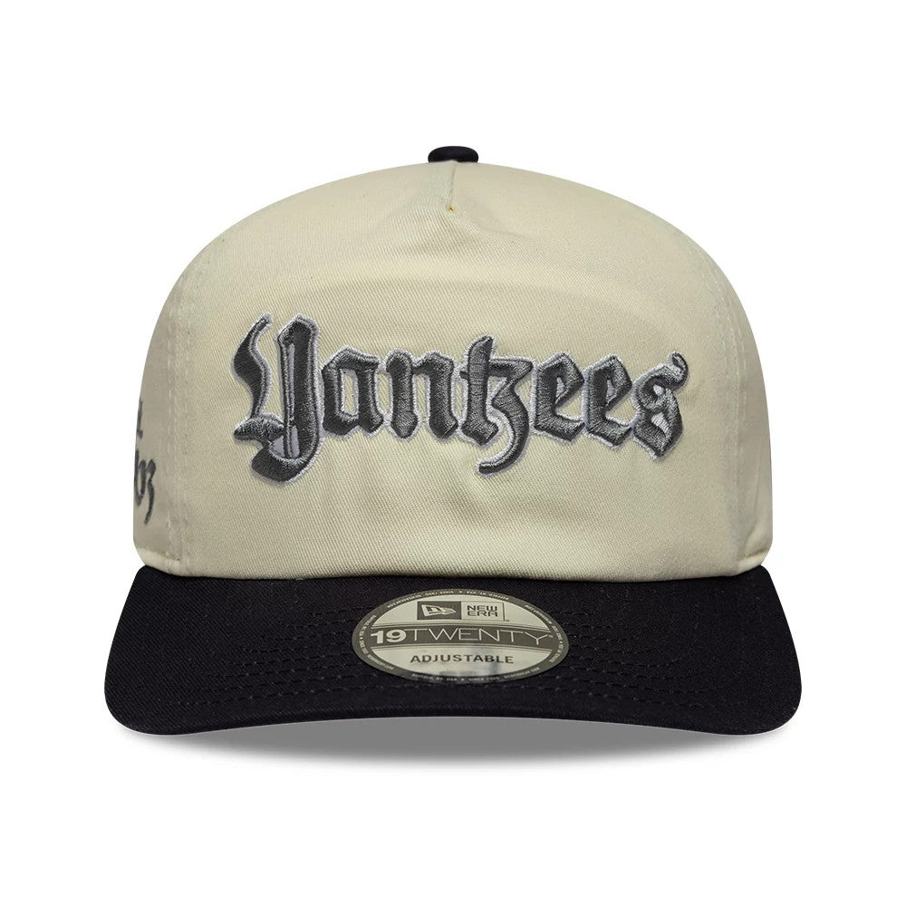 Pictured is this MLB Script New York Yankees 19TWENTY cap in cream & navy. 3