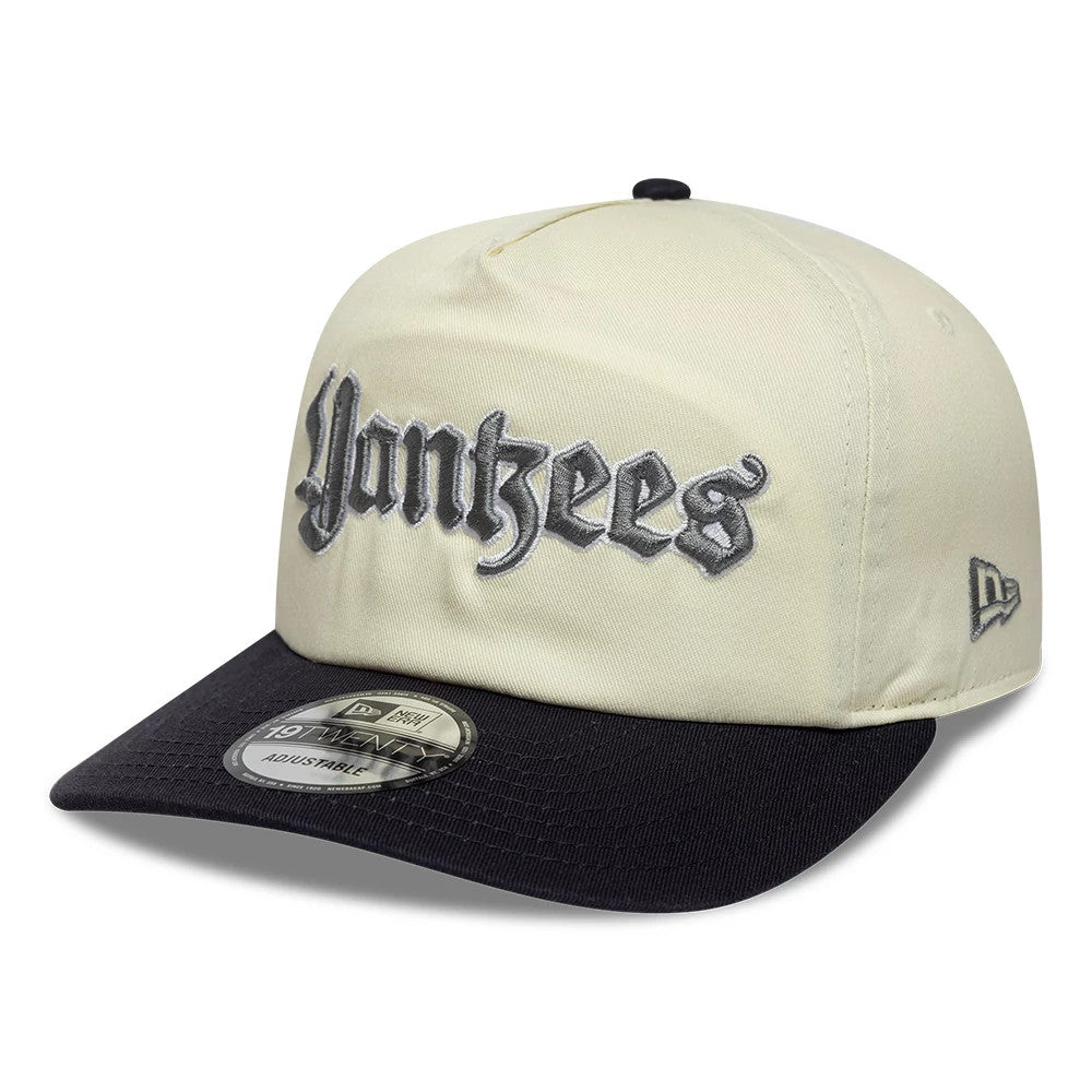 Pictured is this MLB Script New York Yankees 19TWENTY cap in cream & navy. 4