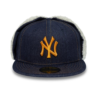 Pictured is this MLB Denim New York Yankees Dogear 59FIFTY Fitted cap in navy. 3