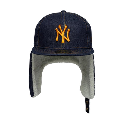 Pictured is this MLB Denim New York Yankees Dogear 59FIFTY Fitted cap in navy. 7