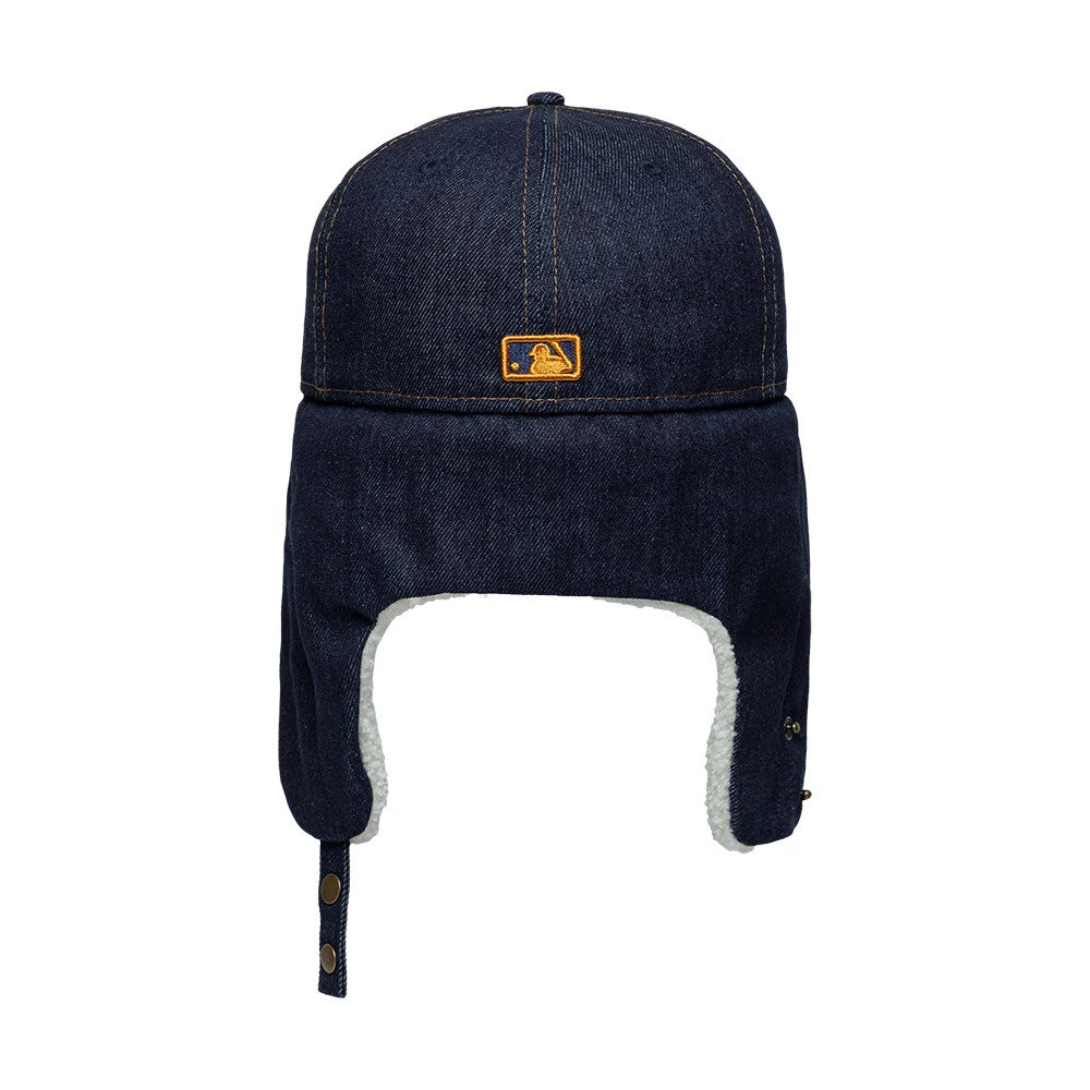 Pictured is this MLB Denim New York Yankees Dogear 59FIFTY Fitted cap in navy. 8