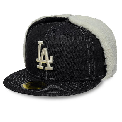 Pictured is this MLB Denim LA Dodgers Dogear 59FIFTY Fitted cap in black. 1