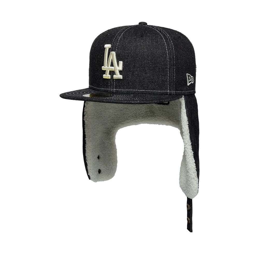 Pictured is this MLB Denim LA Dodgers Dogear 59FIFTY Fitted cap in black. 7