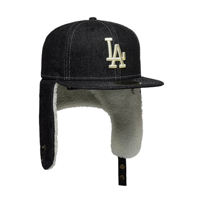 Pictured is this MLB Denim LA Dodgers Dogear 59FIFTY Fitted cap in black. 2