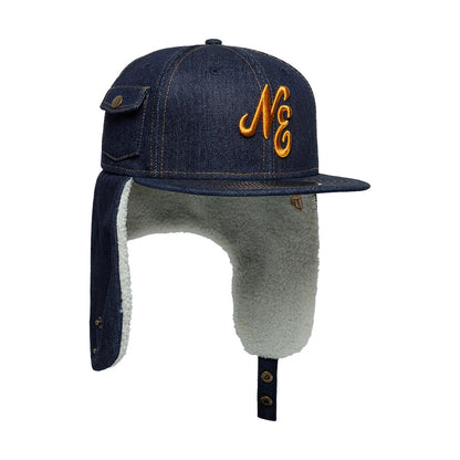 Pictured is this New Era Denim Dogear 59FIFTY Fitted cap in navy. 2