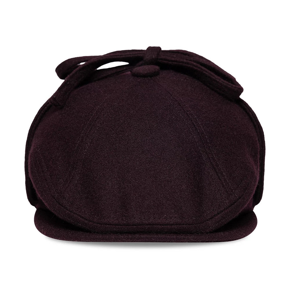 Pictured is this New Era Wool Downflap Driver cap in dark brown. 3
