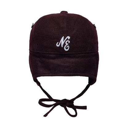 Pictured is this New Era Wool Downflap Driver cap in dark brown. 8