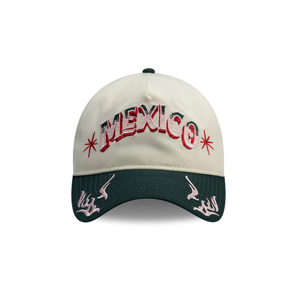 Pictured is this New Era Mexico Rotulos New Era 9FORTY A-Frame cap in white. 3