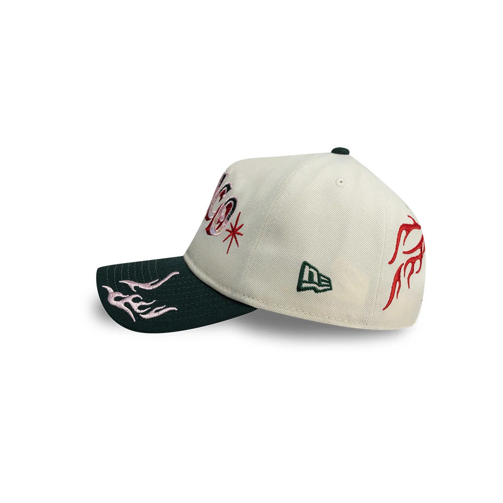 Pictured is this New Era Mexico Rotulos New Era 9FORTY A-Frame cap in white. 5