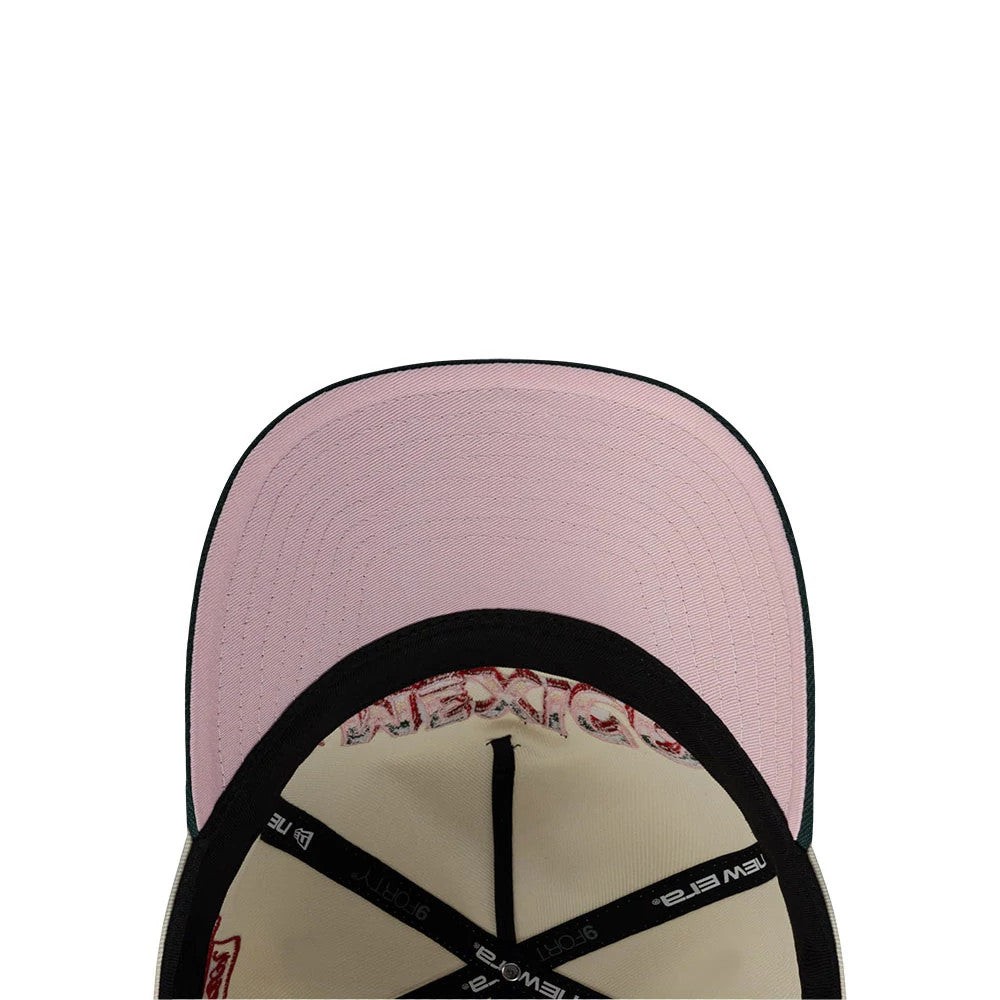 Pictured is this New Era Mexico Rotulos New Era 9FORTY A-Frame cap in white. 2