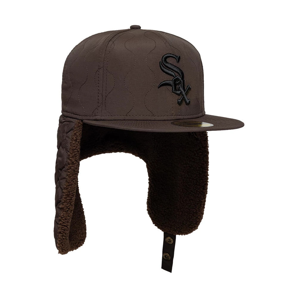 Pictured is this MLB Quilted Chicago White Sox Dogear 59FIFTY Fitted cap in dark brown. 7