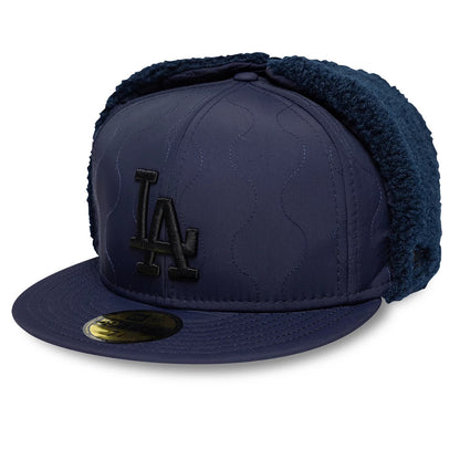 Pictured is this MLB Quilted LA Dodgers Dogear 59FIFTY Fitted cap in navy. 1