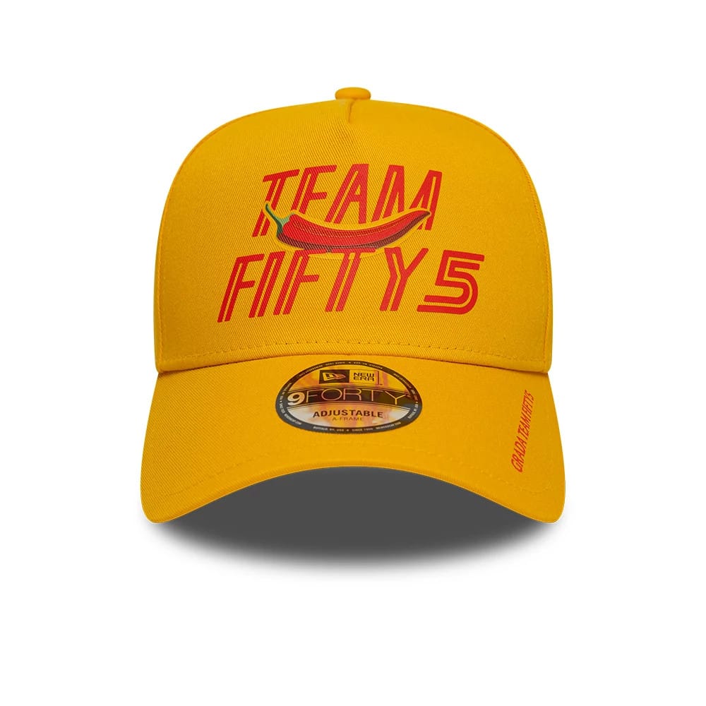 Pictured is this Carlos Sainz Team Fifty5 Grandstand 9FORTY A-Frame cap in dark yellow. 3