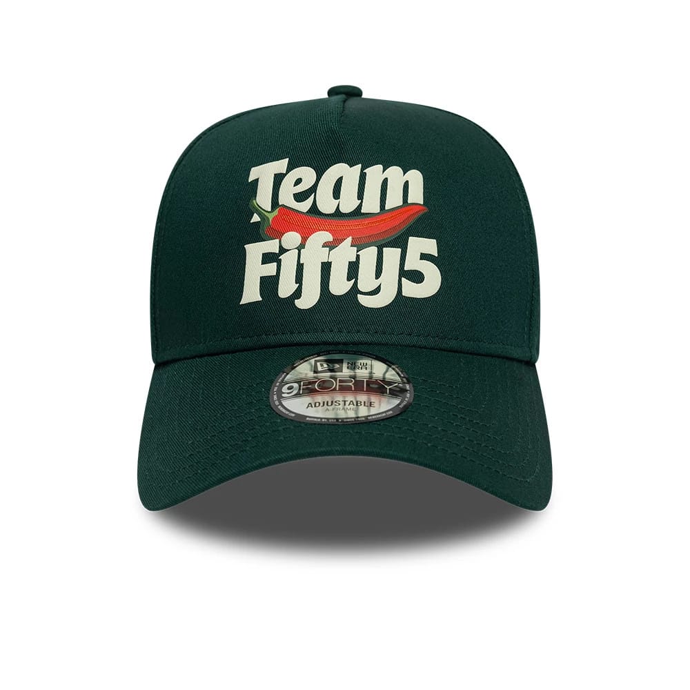 Pictured is this Carlos Sainz TeamPuff Print Puff Print Fifty5 9FORTY A-Frame cap in dark green. 3