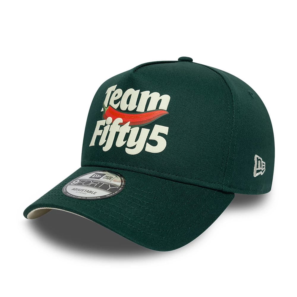 Pictured is this Carlos Sainz TeamPuff Print Puff Print Fifty5 9FORTY A-Frame cap in dark green. 1