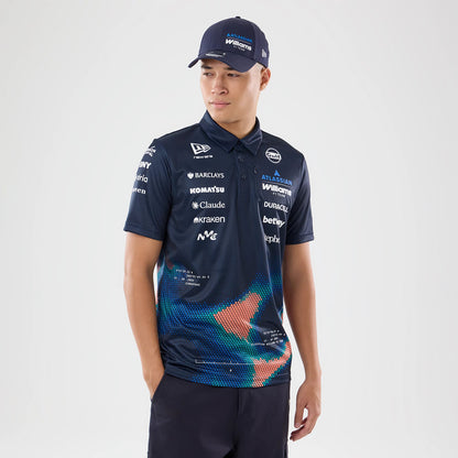 The model is wearing this Singapore Williams Tech Polo T-Shirt in navy. 1