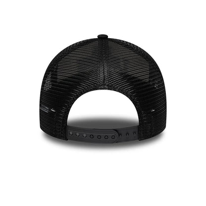 Pictured is this NFL International Series Games 2026 London Jacksonville Jaguars 9FORTY A-Frame Trucker cap in black. 4
