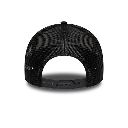 Pictured is this NFL International Games 2026 London Jacksonville Jaguars 9FORTY A-Frame Trucker cap in black. 4