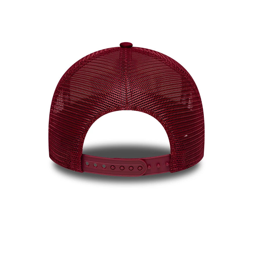 Pictured is this NFL International Games 2026 London Washington Commanders 9FORTY A-Frame Trucker cap in dark red. 4