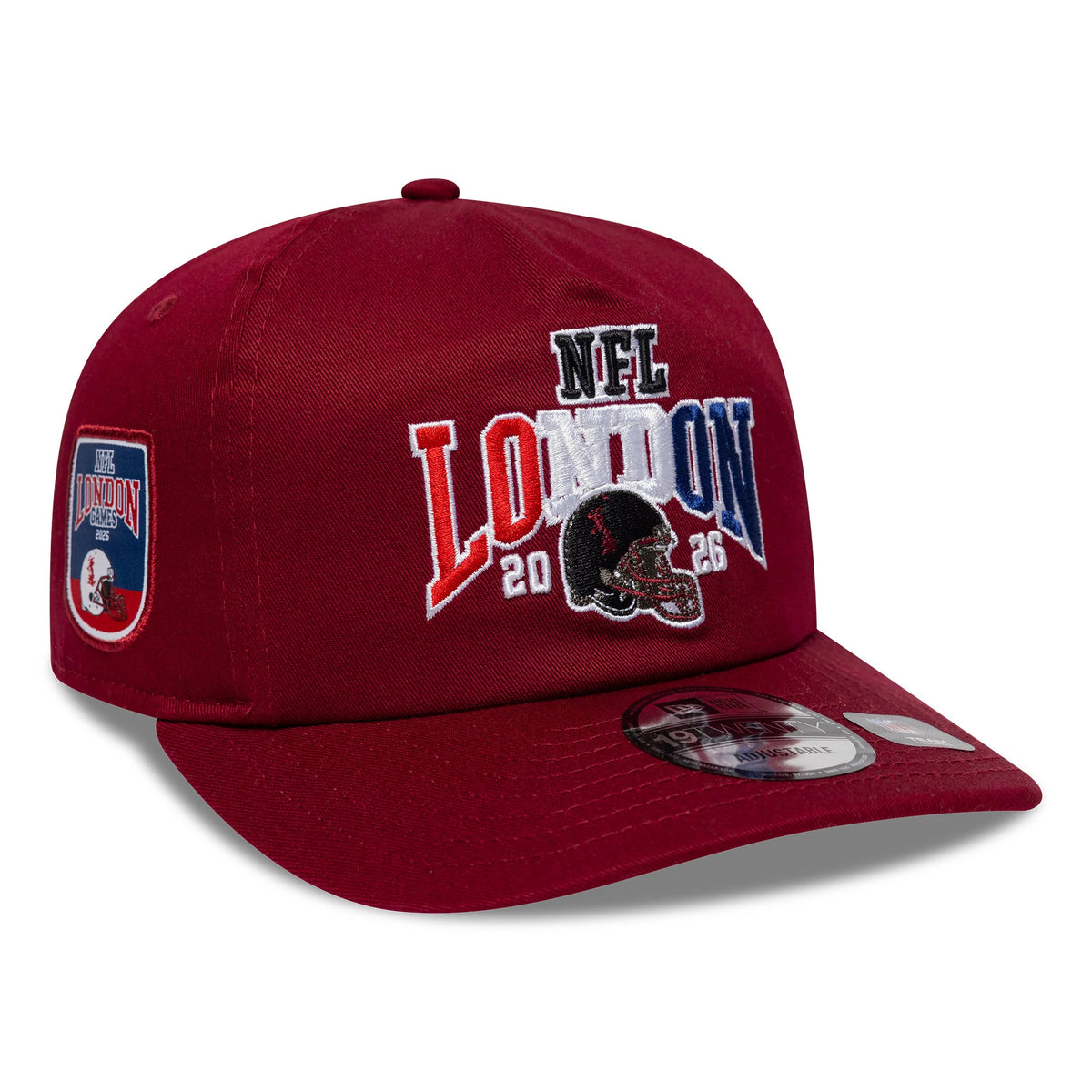 Pictured is this NFL International Games 2026 London Washington Commanders 19TWENTY cap in dark red. 1