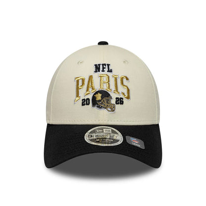 Pictured is this NFL International Games 2026 Paris New Orleans Saints 9FORTY M-Crown cap in white & black. 2