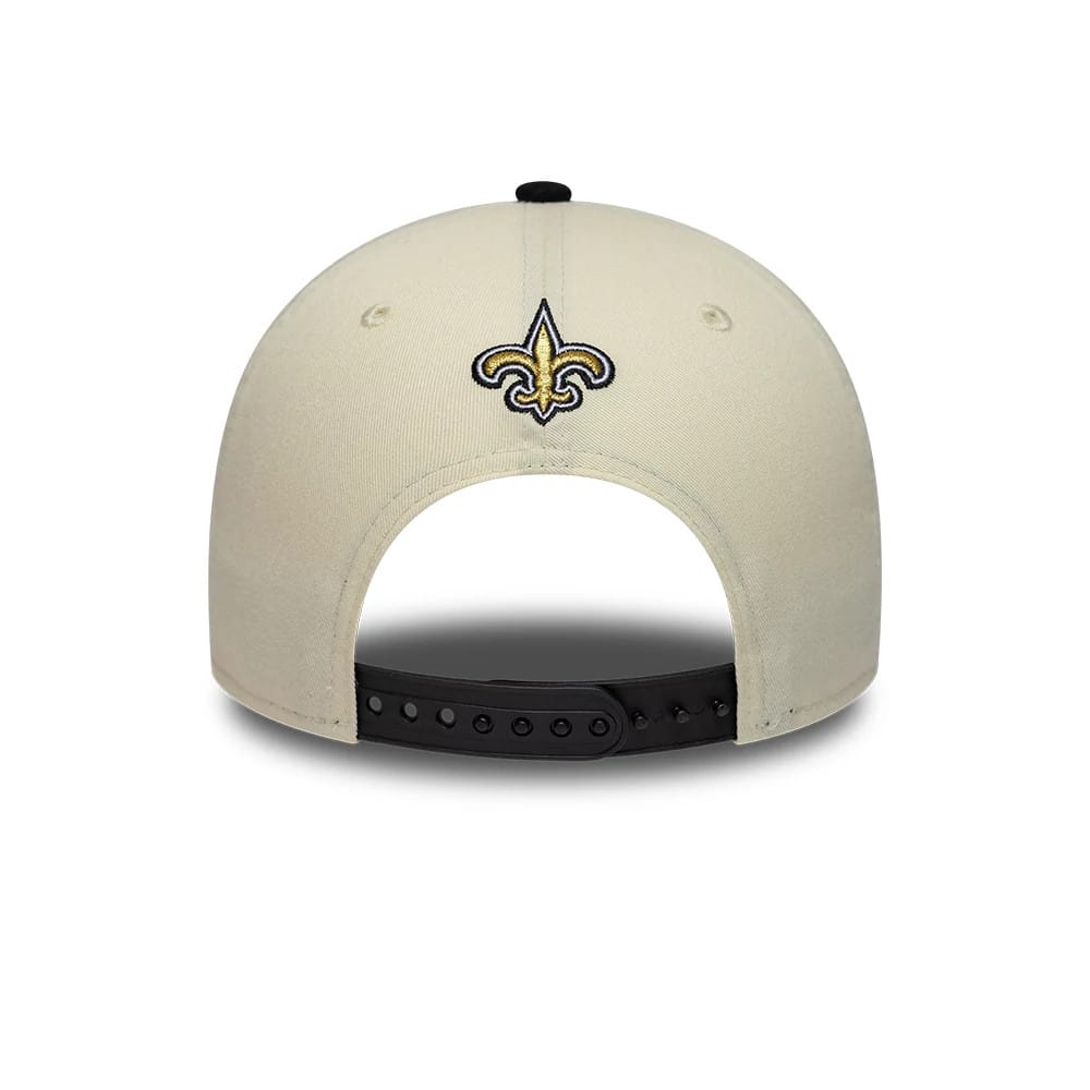 Pictured is this NFL International Series Games 2026 Paris New Orleans Saints 9FORTY M-Crown cap in white & black. 5