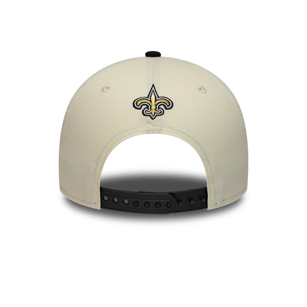 Pictured is this NFL International Games 2026 Paris New Orleans Saints 9FORTY M-Crown cap in white & black. 5