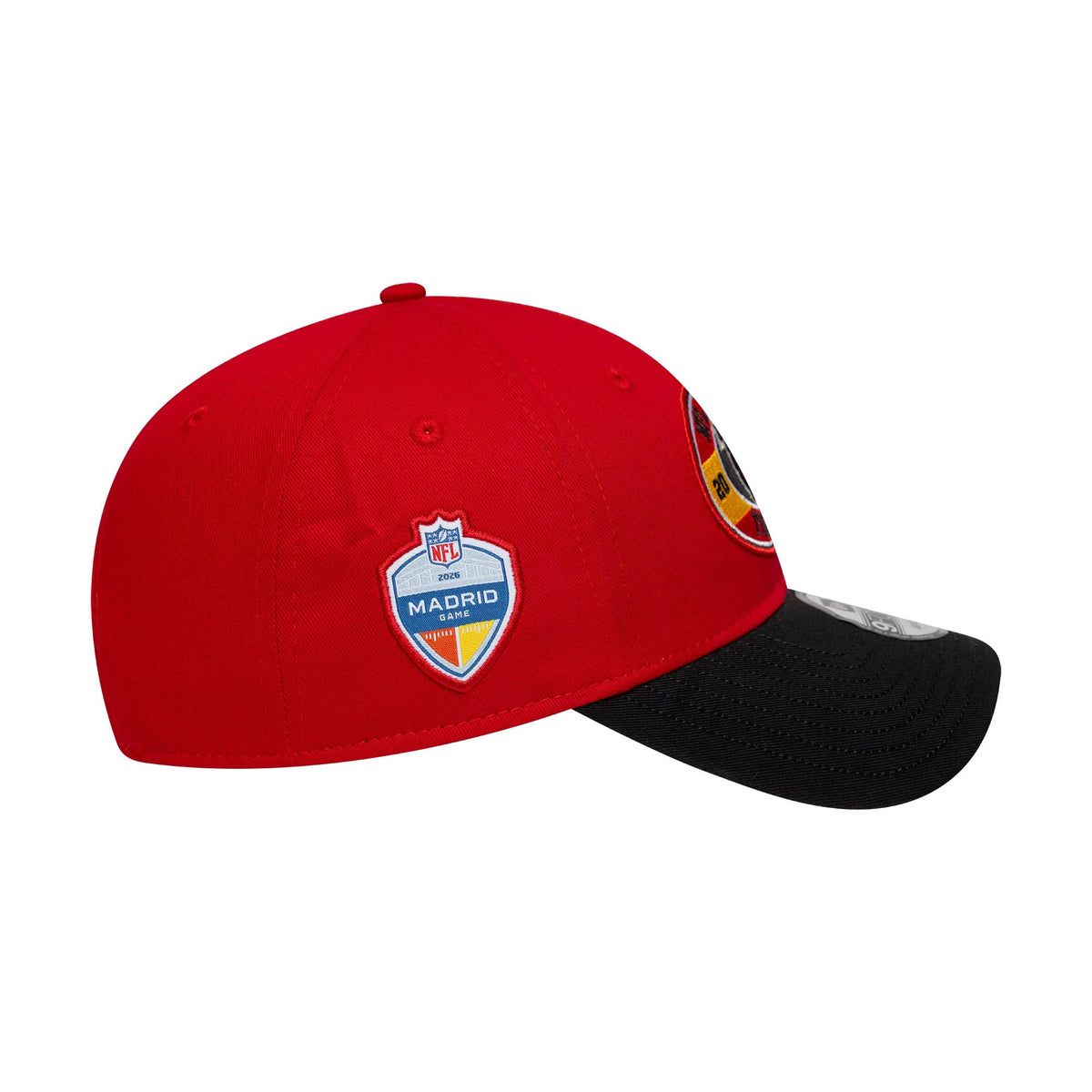 Pictured is this NFL International Series Games 2026 Madrid Atlanta Falcons 9FORTY cap in red & black. 4