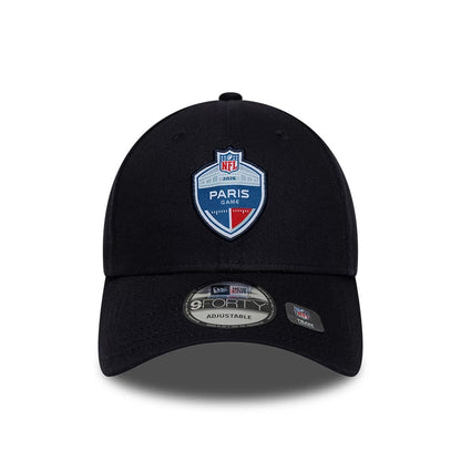Pictured is this NFL International Series Games 2026 Paris 9FORTY cap in navy. 2