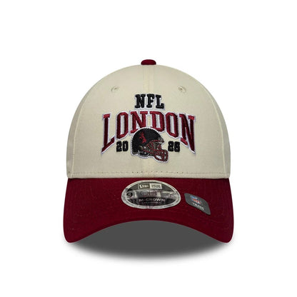 Pictured is this NFL International Series Games 2026 London Washington Commanders 9FORTY M-Crown cap in white & dark red. 2