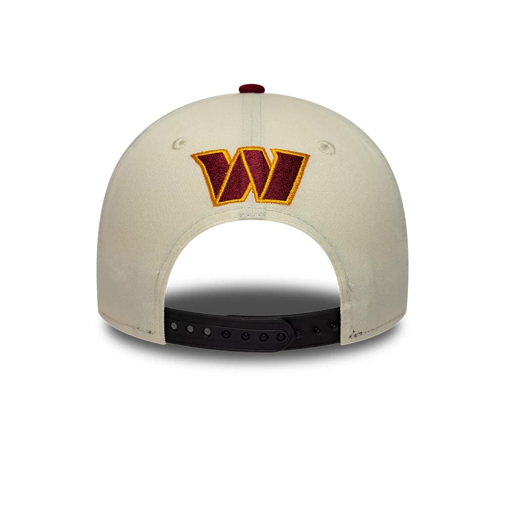 Pictured is this NFL International Series Games 2026 London Washington Commanders 9FORTY M-Crown cap in white & dark red. 5