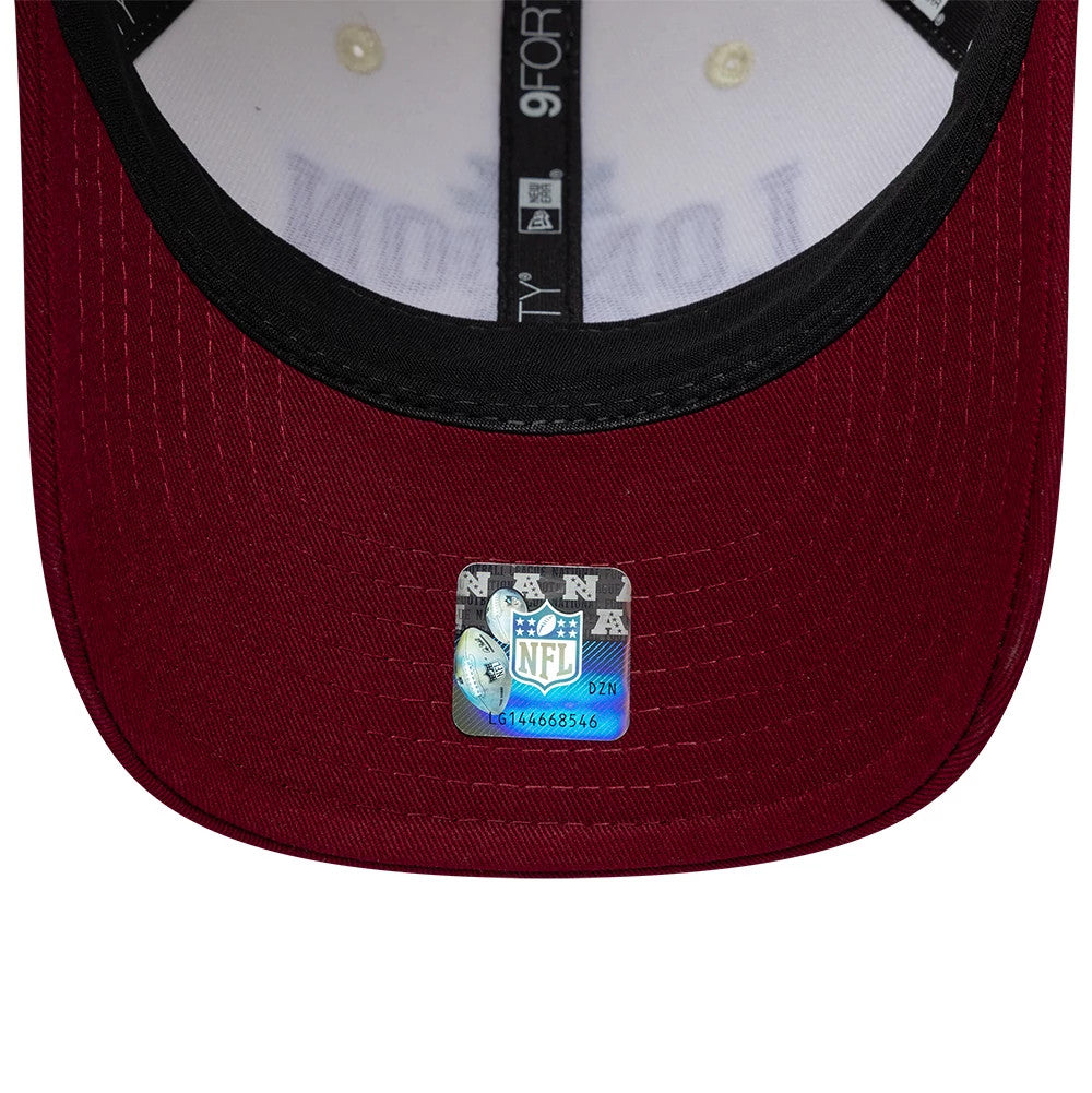 Pictured is this NFL International Games 2026 London Washington Commanders 9FORTY M-Crown cap in white & dark red. 7